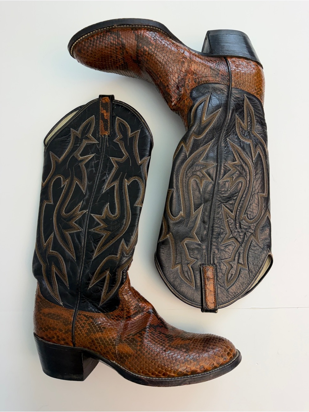 VintageDan Post Genuine Exotic Python Snakeskin Western Boots Women's Size 9